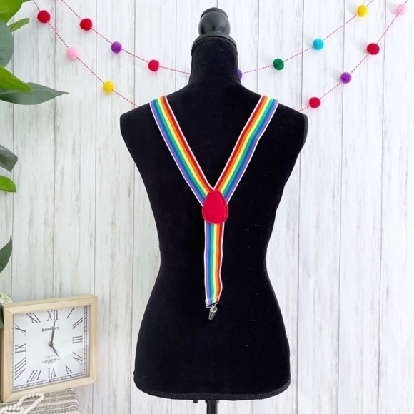 Unbranded Elastic Rainbow Stripe Suspenders Unisex Mork & Mindy Child Adult OS - Picture 4 of 9